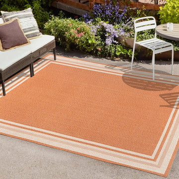 James Modern Border Stripe Indoor/outdoor Area Rug